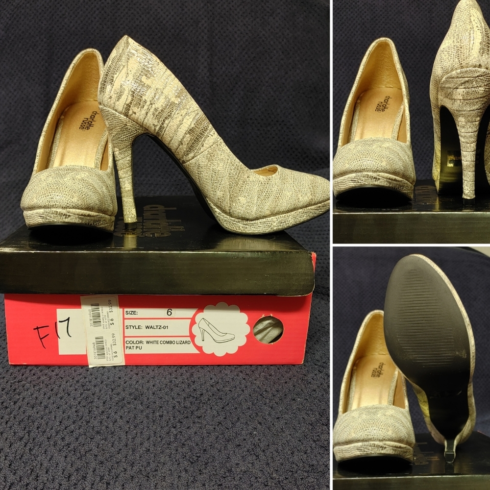 White Lizard Pattern Heels